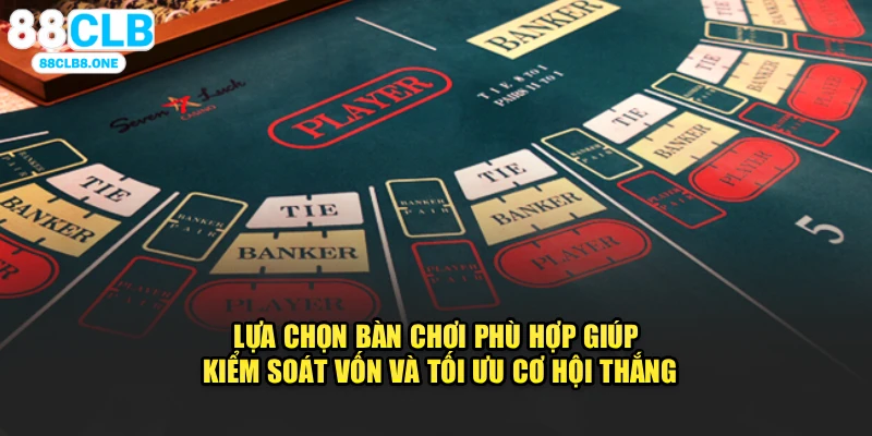 Lựa chọn bàn chơi phù hợp giúp kiểm soát vốn và tối ưu cơ hội thắng