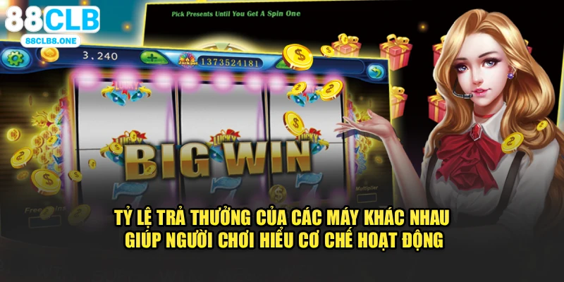 Tỷ lệ trả thưởng của các máy khác nhau giúp người chơi hiểu cơ chế hoạt động